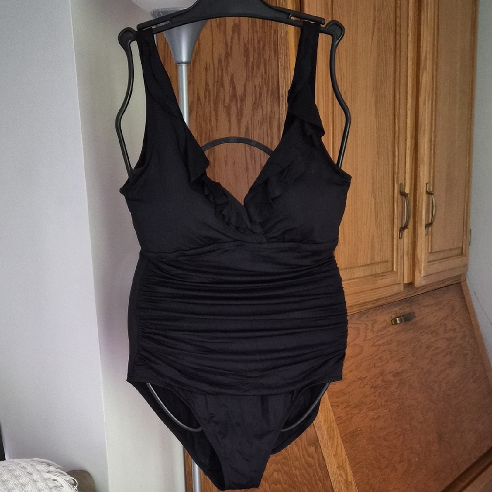 Lauren Ralph Lauren One Piece Swimsuit Size 10 Black - Picture 4 of 9